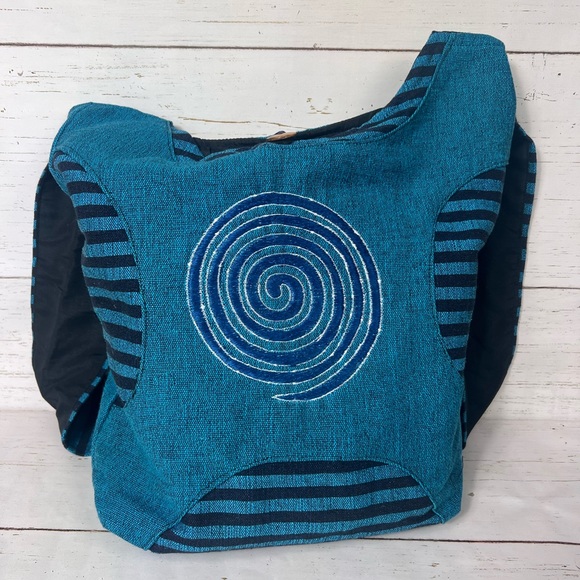 puzzlestack Handbags - Handmade Cotton Sling Bag with Swirl Embroidery